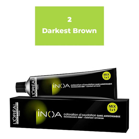 L'Oréal Professionnel INOA Hair Color 2 Darlest Brown – Ammonia Free Permanent Color