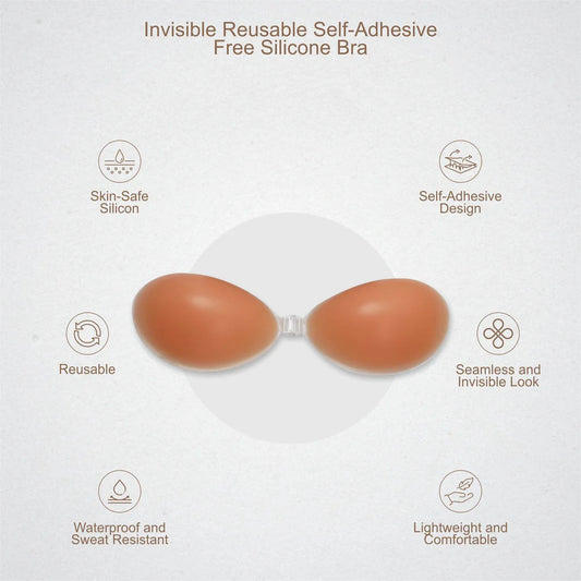 Freebra Silicone Adhesive Bra. Invisible Strapless Stick On Bra