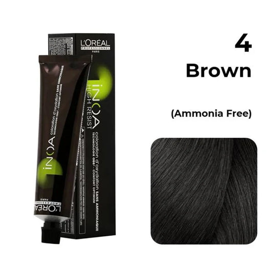 L'Oréal Professionnel INOA Hair Color 4 Brown – Ammonia Free Permanent Color