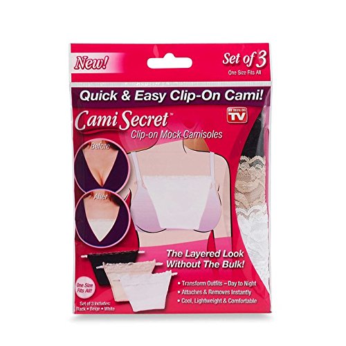 Comi Secret Women Clip-On Camisole (Black/Beige/White, Free Size) - Set Of 3