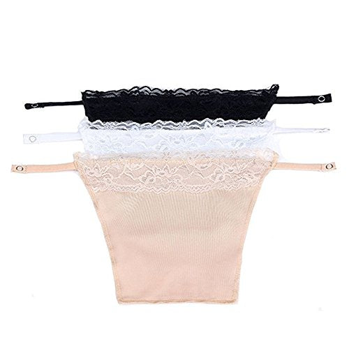 Comi Secret Women Clip-On Camisole (Black/Beige/White, Free Size) - Set Of 3